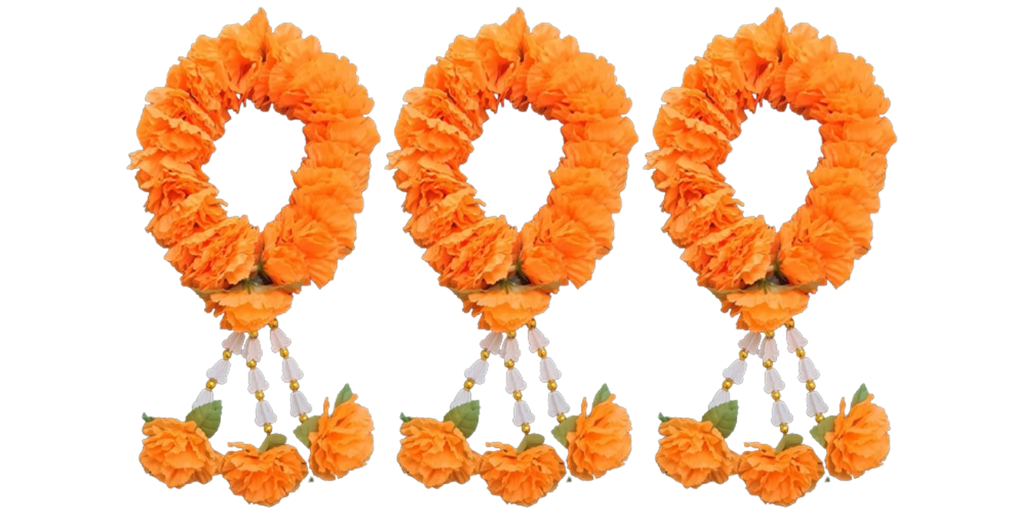 Thai Garland Round Phuangmalai Garland, Thai Artificial Yellow Marigold Garland, Marigold Flowers, Wedding Party, Pray, Welcome, Home Décor