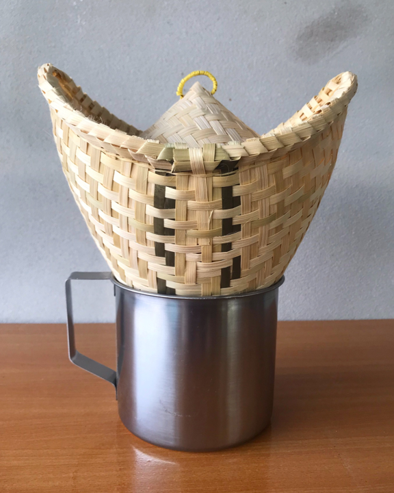 Set Sticky Rice Steamer Basket Lid Tray Bamboo Thai Jar Lao Cookware Vintage Food Kitchen Mini Handicraft Camping Vintage Cooker Steamed