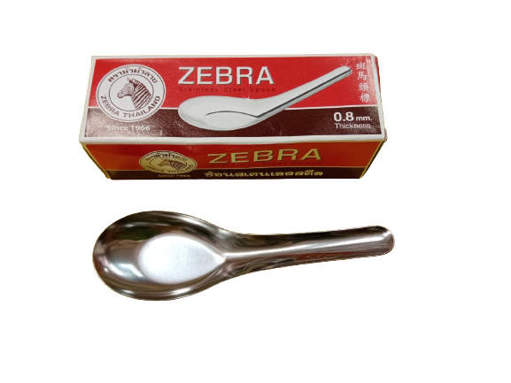 Zebra Spoon Pack of 12 Stainless Steel Thai Chinese Asian Rice Soup High Quality