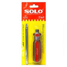 SOLO Screwdriver 4-Inch Magnetic 2in1 Head Phillips Cross Head and Slotted Flatted Head Tools Interchangeable Strength