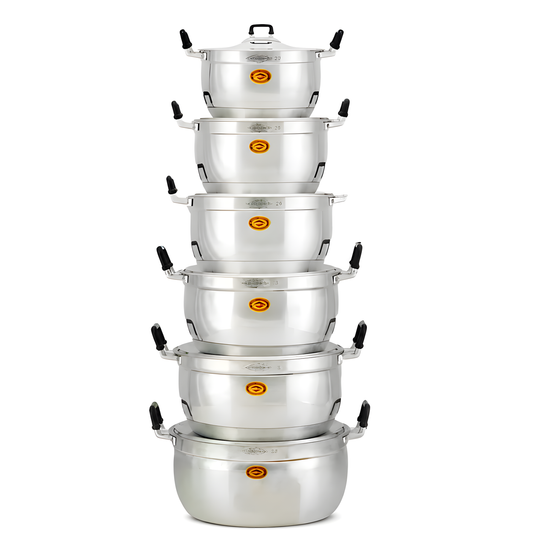 Thai Cooking Pot Set Crocodile Brand Traditional Aluminum Set 6 pieces Size 16-26 cm