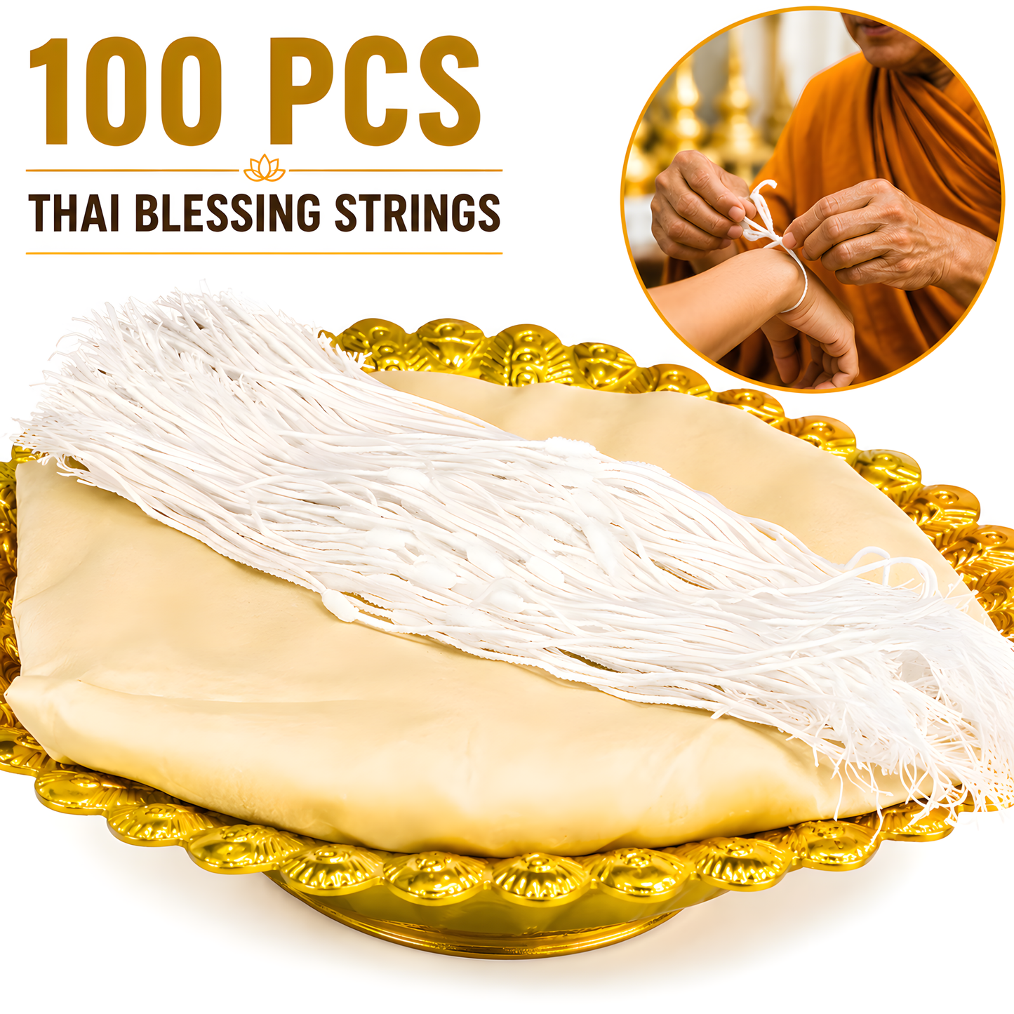 Sai Sin Thai Sacred Thread Wrist White Cotton