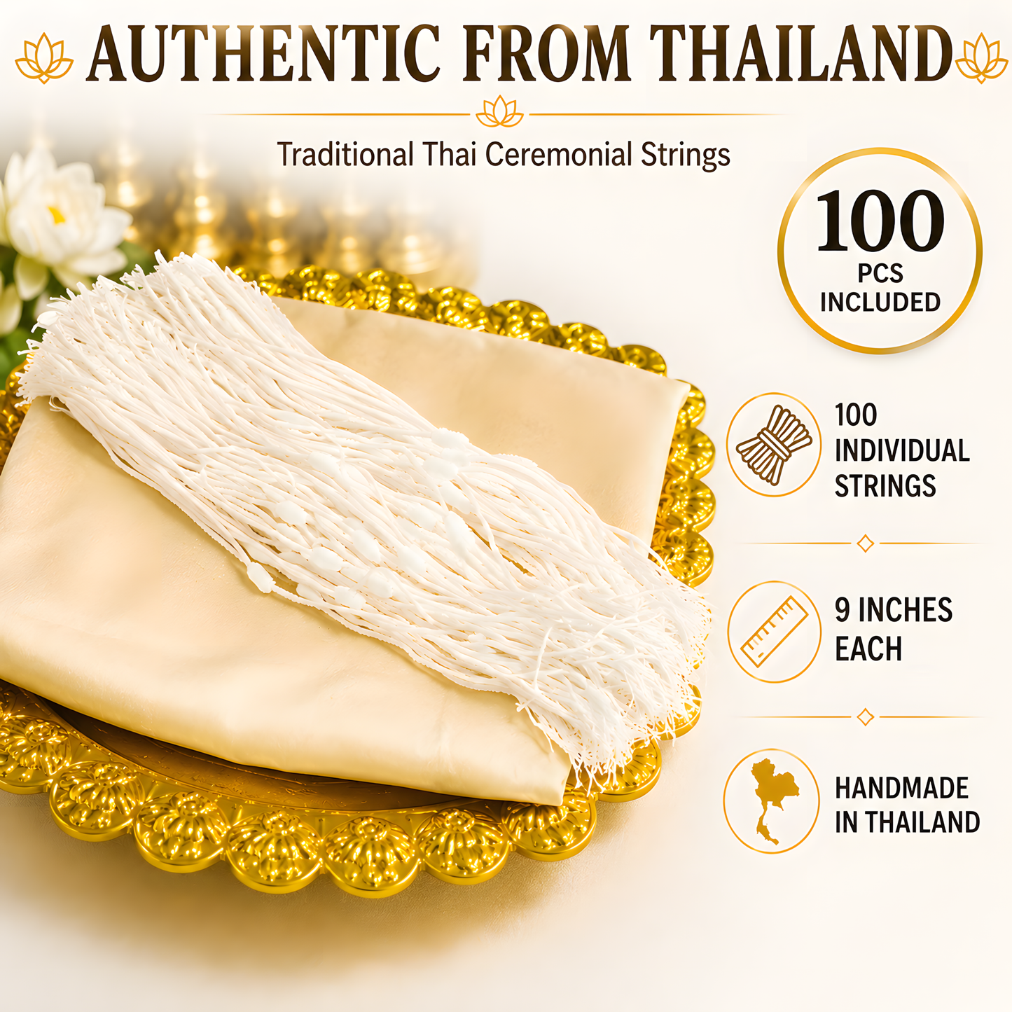 Sai Sin Thai Sacred Thread Wrist White Cotton