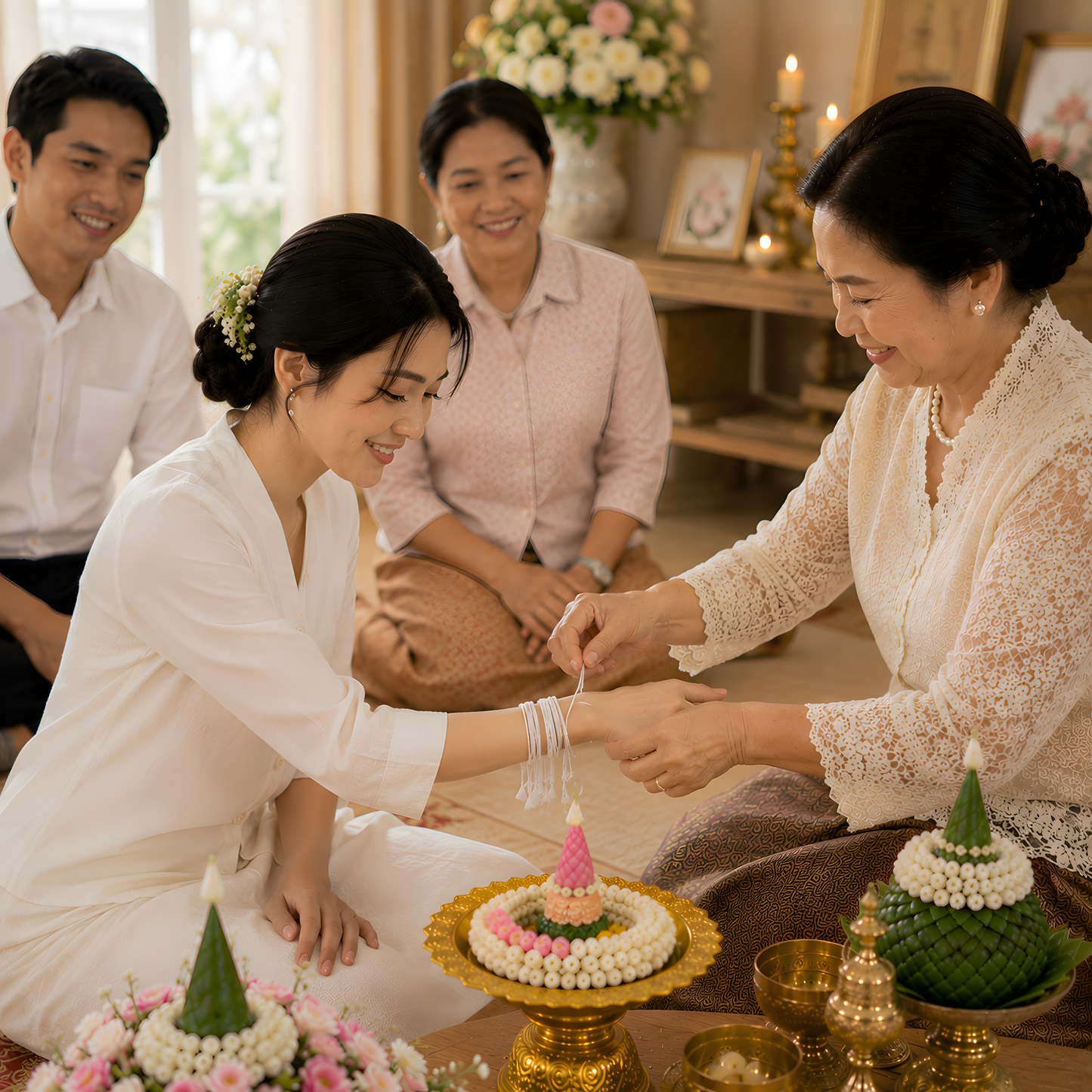 Sai Sin Thai Sacred Thread Wrist White Cotton