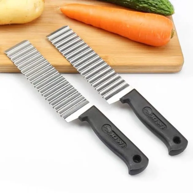 KIWI Cutter Crinkle Potato Vegetable Stainless Steel Slicer Wavy Tool Fry Knife French Chip Kitchen Sharp Blade Chopper Chef