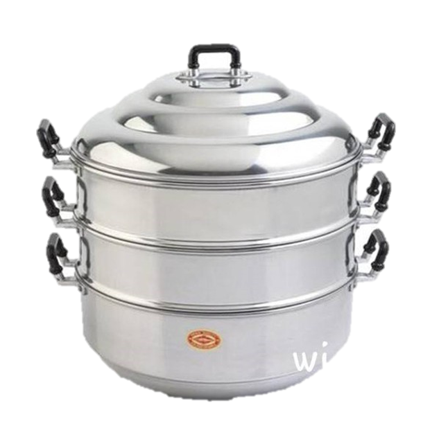 Thai Steamer Pot Cooking Crocodile Brand Traditional Aluminum Kitchenware 3 Tiers Size 30 cm