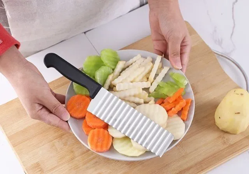 KIWI Cutter Crinkle Potato Vegetable Stainless Steel Slicer Wavy Tool Fry Knife French Chip Kitchen Sharp Blade Chopper Chef