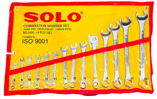 SOLO Wrench Set Combination Ratcheting Spanner Tool Flex 14pcs 8-24mm Socket
